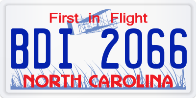 NC license plate BDI2066