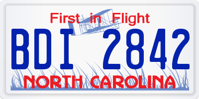 NC license plate BDI2842