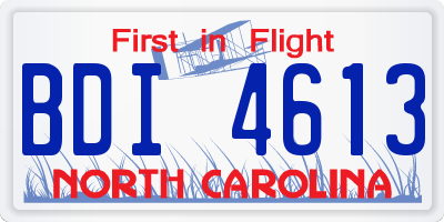 NC license plate BDI4613