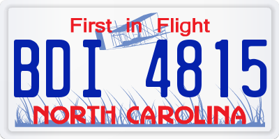 NC license plate BDI4815