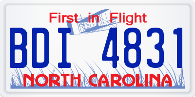 NC license plate BDI4831