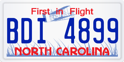 NC license plate BDI4899