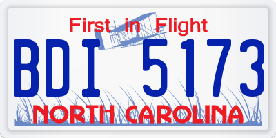 NC license plate BDI5173