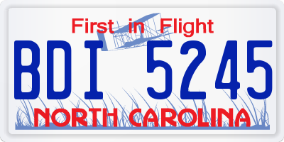 NC license plate BDI5245