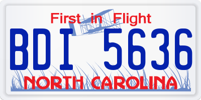 NC license plate BDI5636
