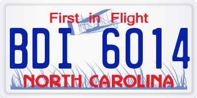 NC license plate BDI6014