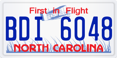 NC license plate BDI6048