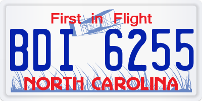NC license plate BDI6255