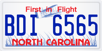 NC license plate BDI6565