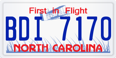 NC license plate BDI7170