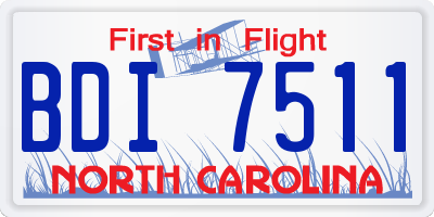 NC license plate BDI7511