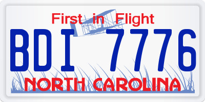NC license plate BDI7776
