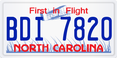 NC license plate BDI7820