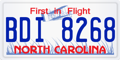 NC license plate BDI8268