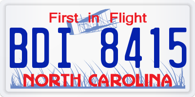 NC license plate BDI8415