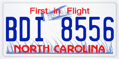 NC license plate BDI8556