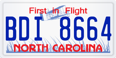 NC license plate BDI8664