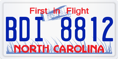 NC license plate BDI8812