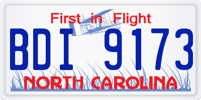 NC license plate BDI9173
