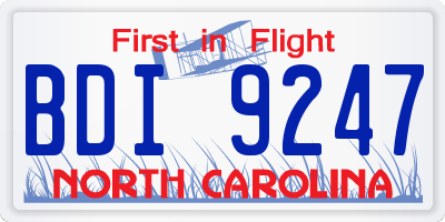 NC license plate BDI9247