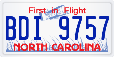 NC license plate BDI9757