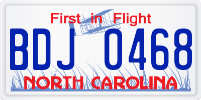 NC license plate BDJ0468