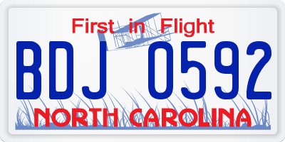 NC license plate BDJ0592