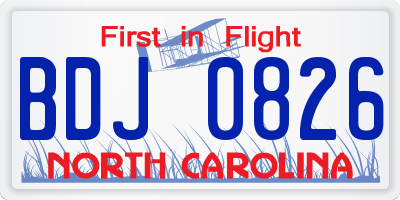 NC license plate BDJ0826