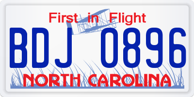 NC license plate BDJ0896