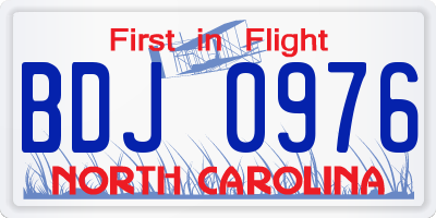 NC license plate BDJ0976