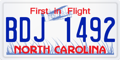 NC license plate BDJ1492