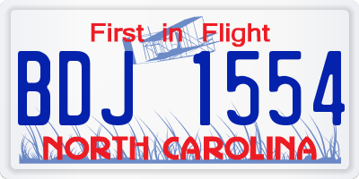 NC license plate BDJ1554