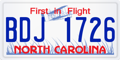 NC license plate BDJ1726