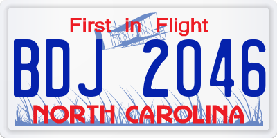 NC license plate BDJ2046