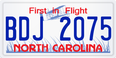 NC license plate BDJ2075