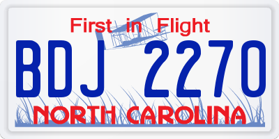 NC license plate BDJ2270