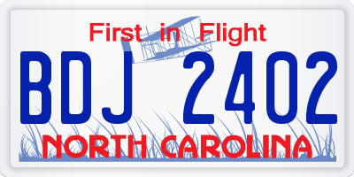 NC license plate BDJ2402