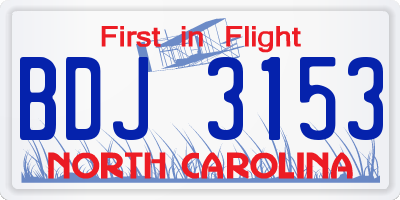 NC license plate BDJ3153