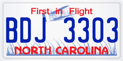 NC license plate BDJ3303