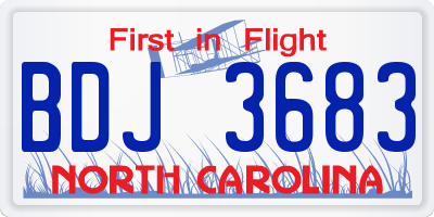 NC license plate BDJ3683