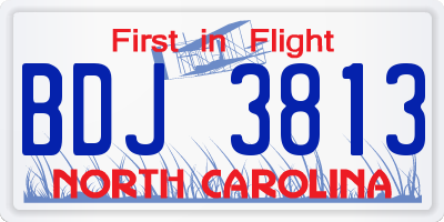 NC license plate BDJ3813