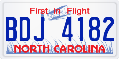 NC license plate BDJ4182