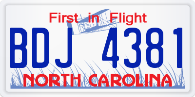 NC license plate BDJ4381
