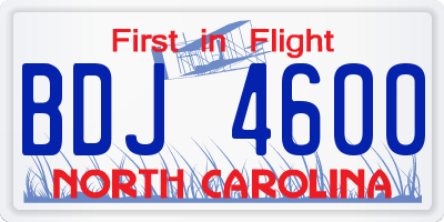 NC license plate BDJ4600