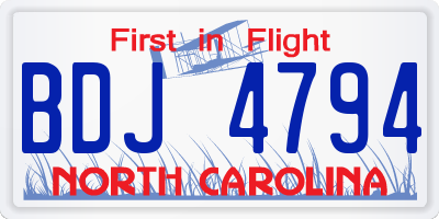 NC license plate BDJ4794