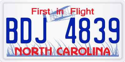 NC license plate BDJ4839