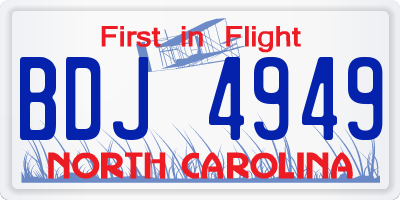 NC license plate BDJ4949