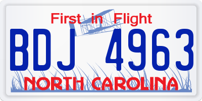 NC license plate BDJ4963