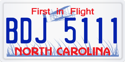 NC license plate BDJ5111