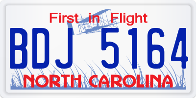 NC license plate BDJ5164